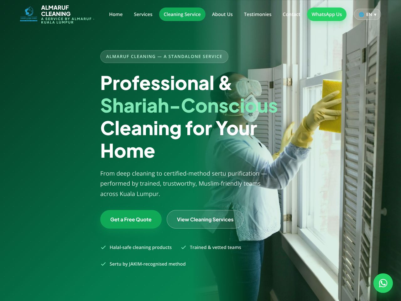 Almaruf Cleaning &mdash; the Shariah-conscious cleaning sub-brand