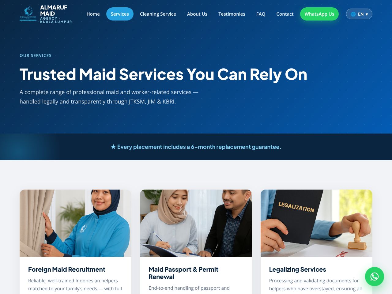 Almaruf services &mdash; recruitment, renewals and the calling-visa process
