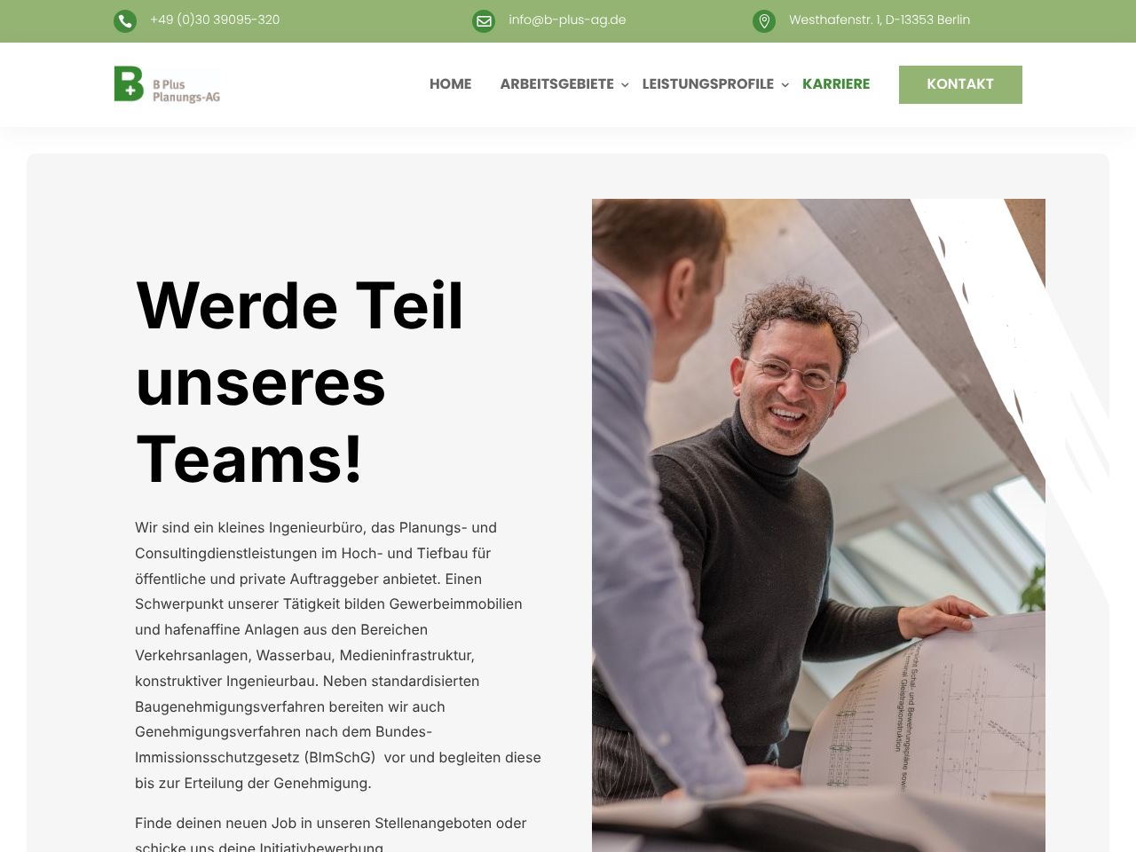 The Karriere recruiting hub on b-plus-ag.de